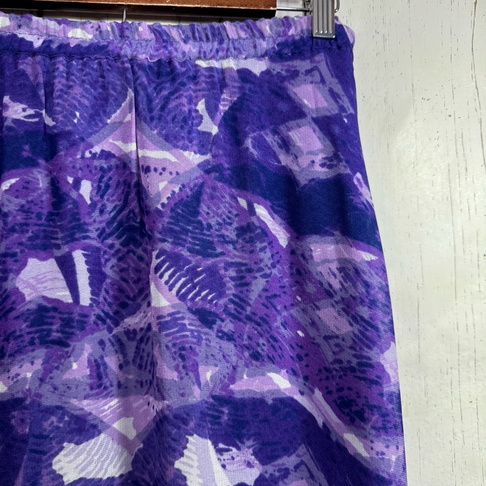 Coldwater Creek Reversible Purple Abstract Maxi Skirt Boho Artsy Lagenlook 8 - Picture 3 of 13